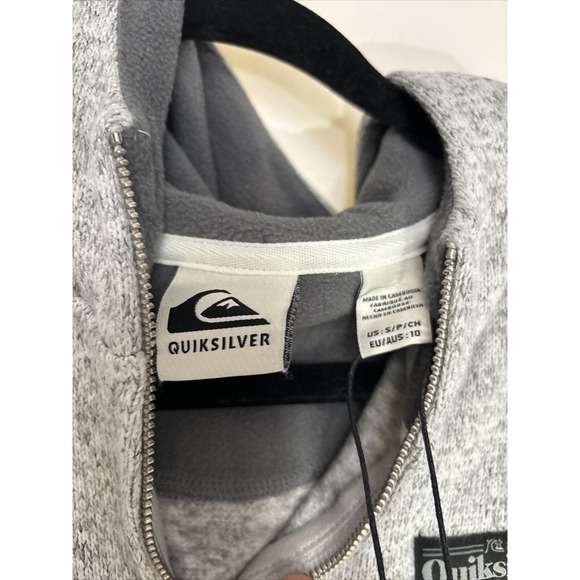 Quiksilver Youth Kids Size S/10 Zip Up Hoodie Sweatshirt Jacket Gray NWT F16 - Picture 2 of 4